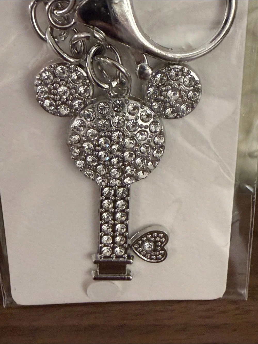 Isabella New York Rhinestone Mouse Key Purse Charm Keychain Gold Tone